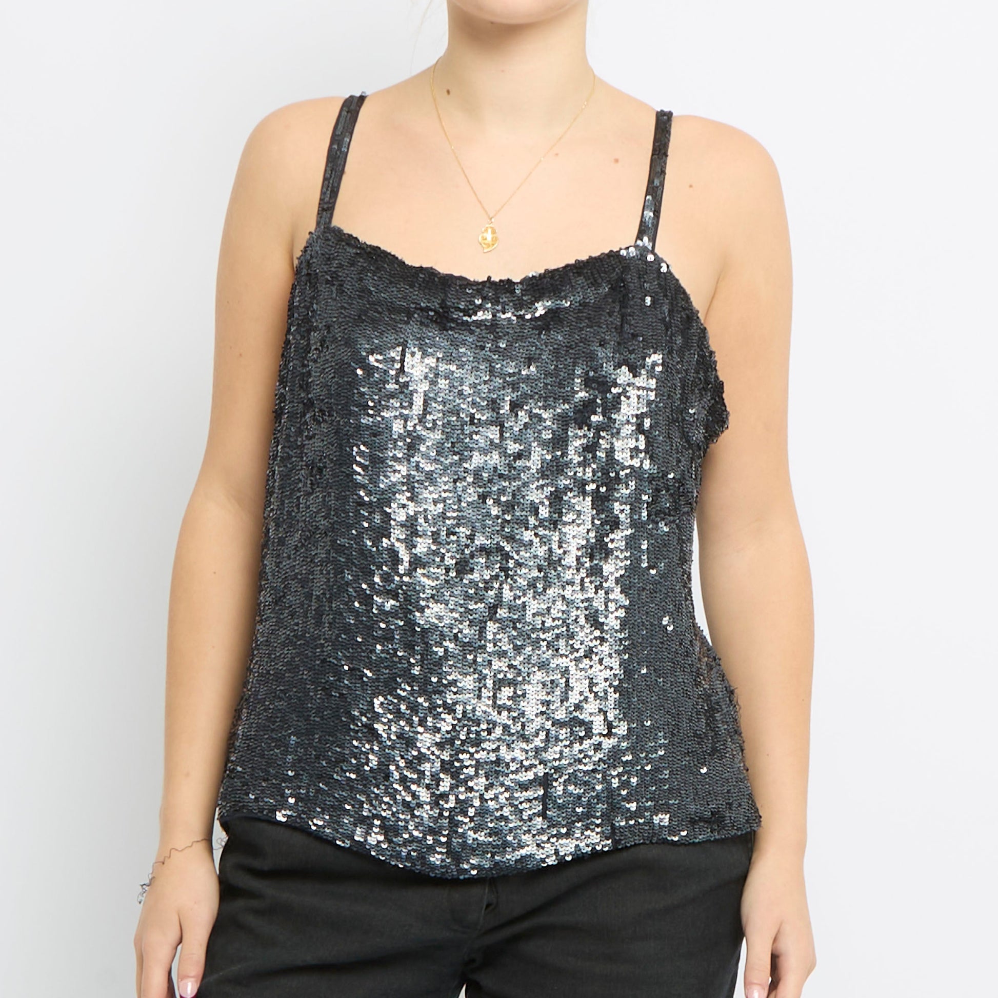 Sequin Detail Strappy Top - UK 14