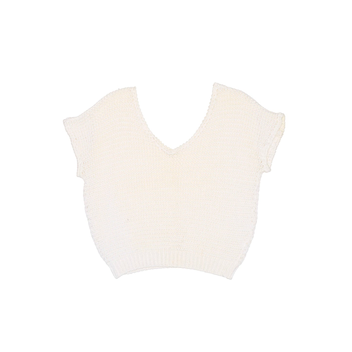 Crochet V Neck Sleeveless Knit Top - UK 14