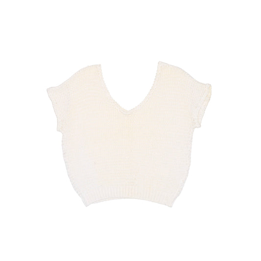 Crochet V Neck Sleeveless Knit Top - UK 14