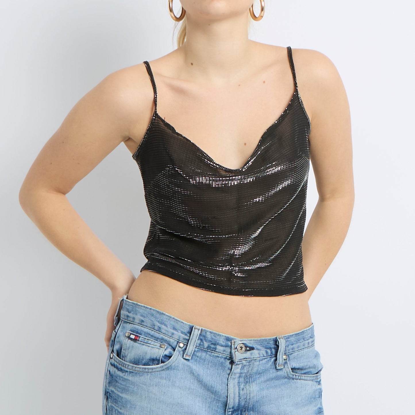 Mesh Metallic Cami Top - UK 14