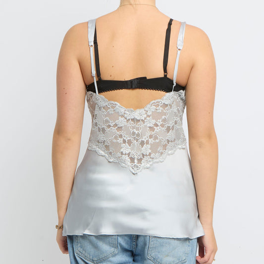 Lace  Satin Strappy Top - UK 14