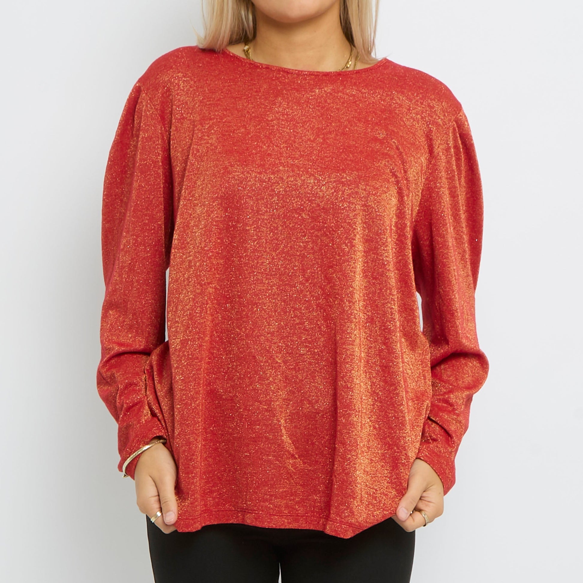 Shimmer Round Neck Long Sleeve Jersey Top - UK 18