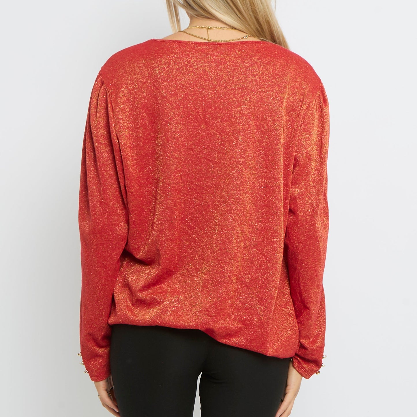 Shimmer Round Neck Long Sleeve Jersey Top - UK 18