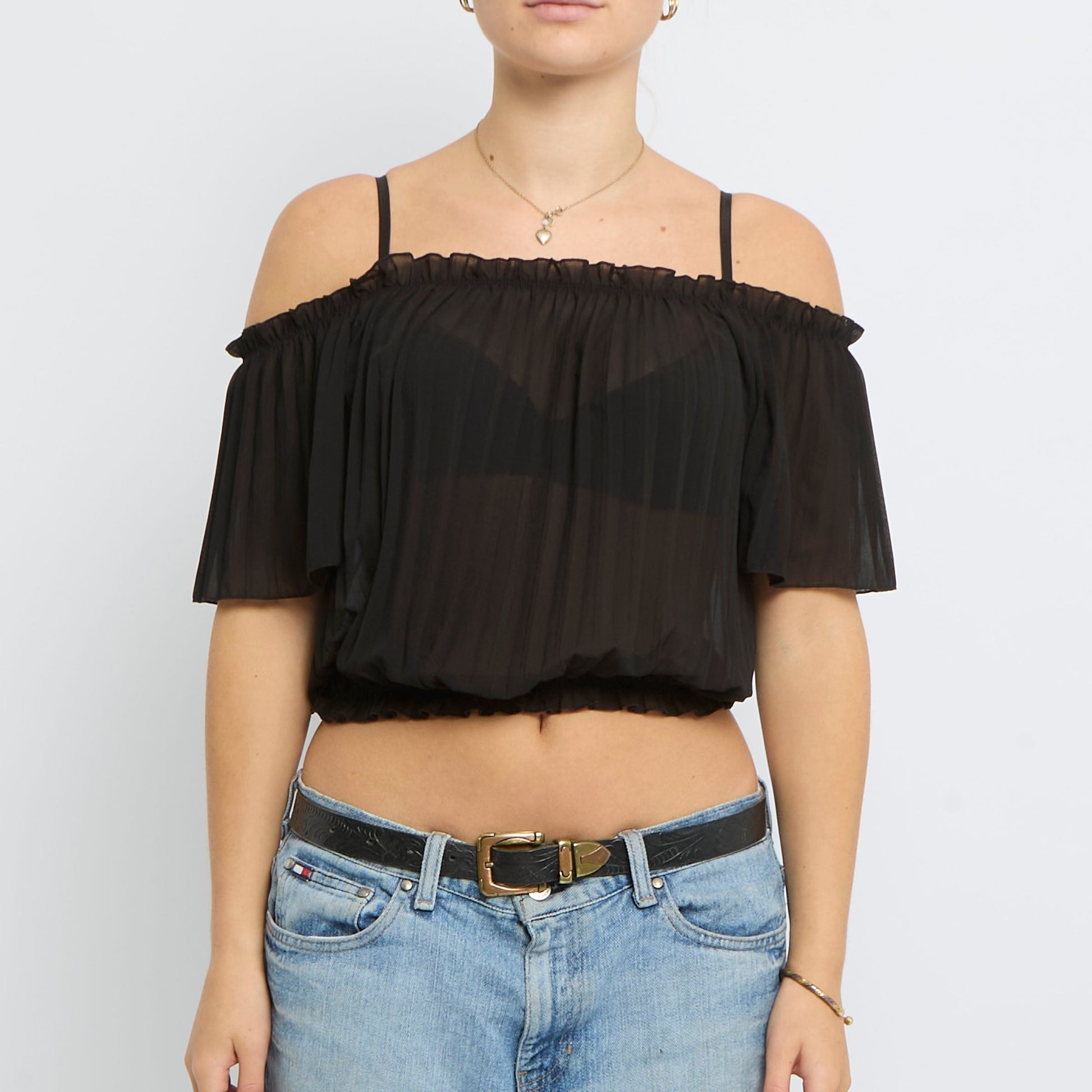 Frill Detail Shortsleeve Top - UK 4