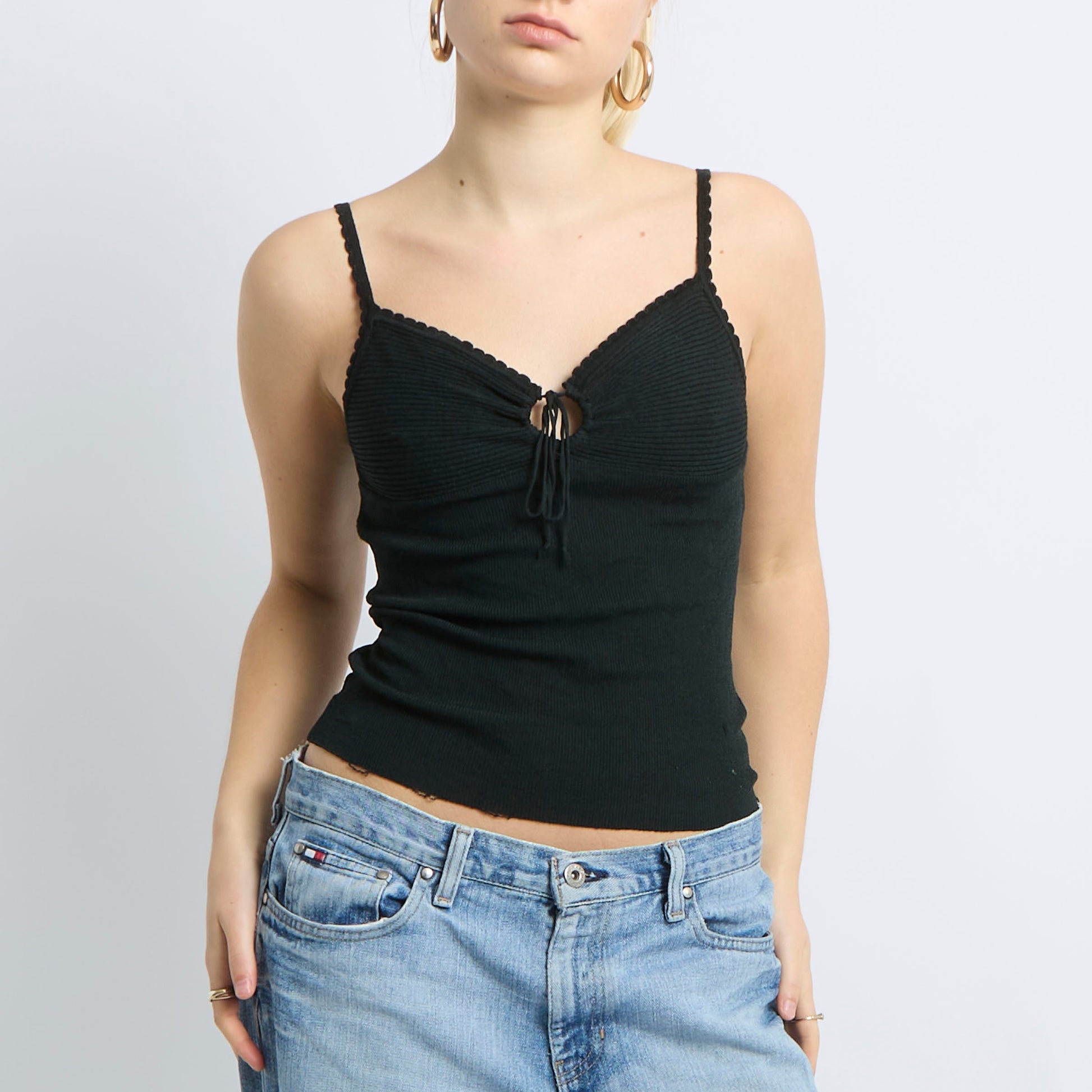 Knitted Tie Detail Tank Top - UK 6