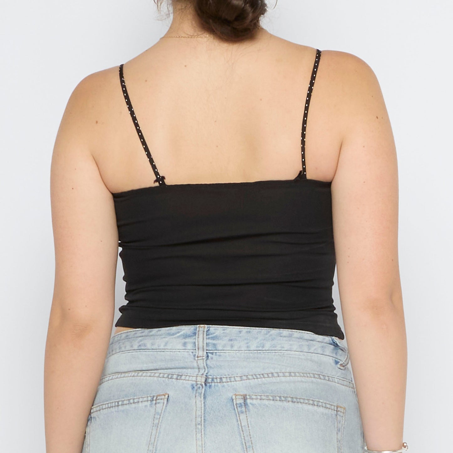 Frill Chiffon Trim Crop Cami Top - UK 6