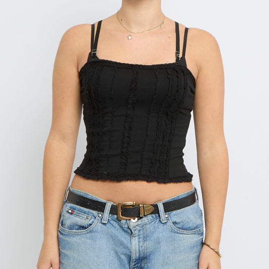 Frill Detail Strappy Corset Top - UK 6