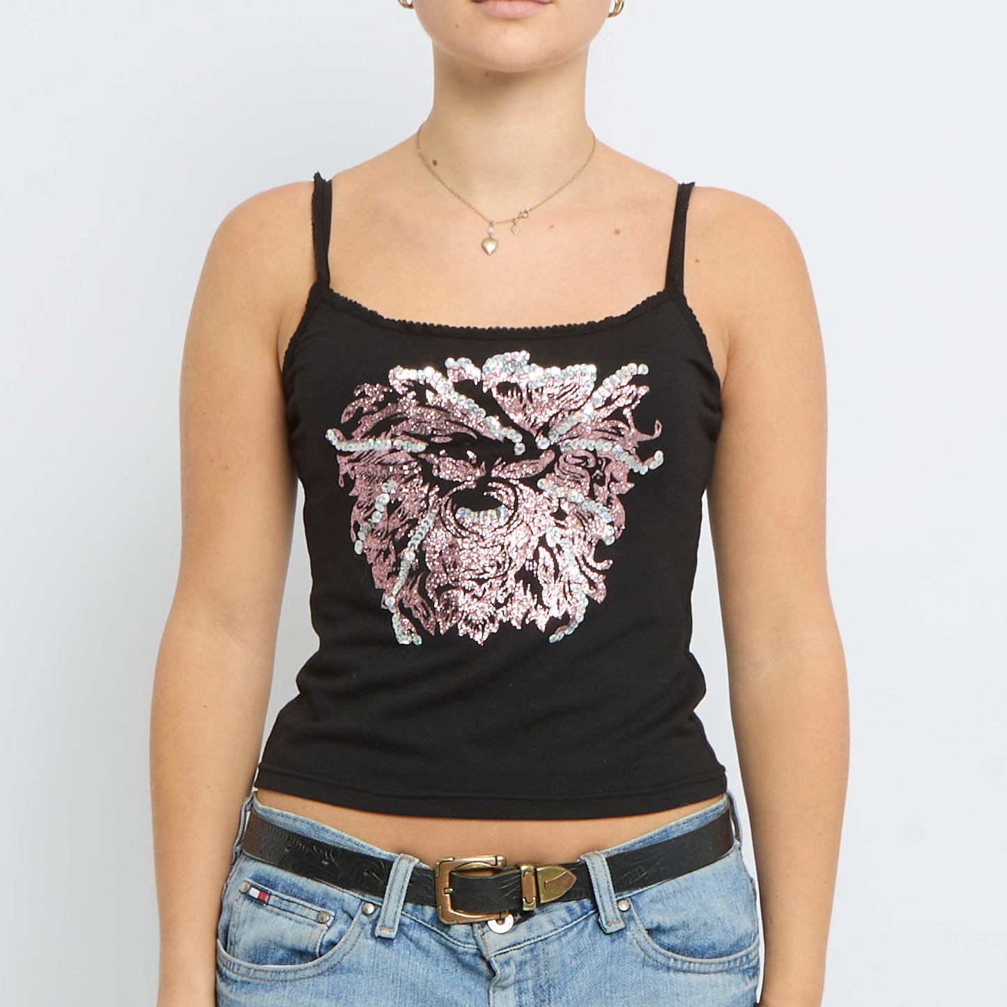 Sequin Detail Strappy Top - UK 6