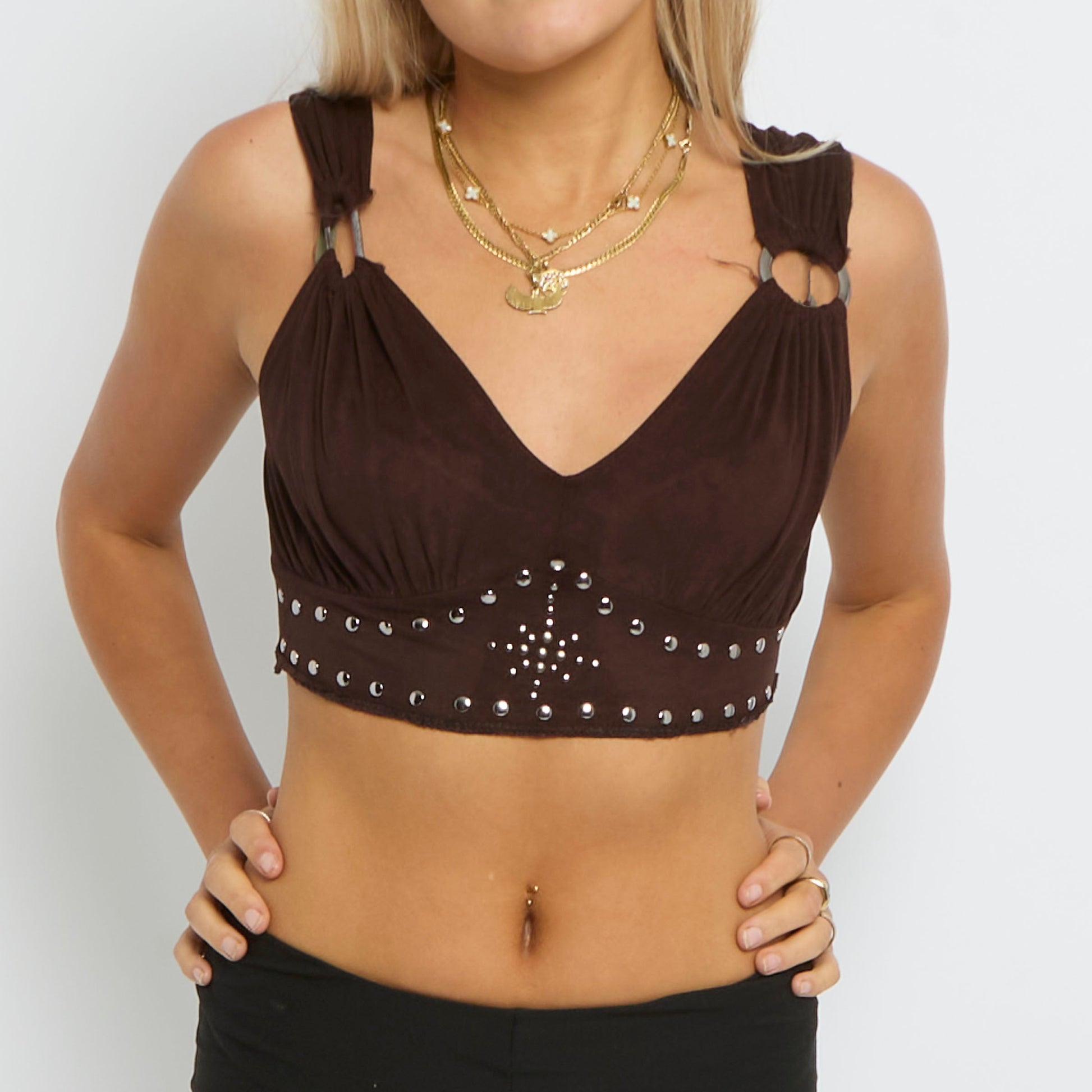 Stud Detail Sleeveless Top - UK 6