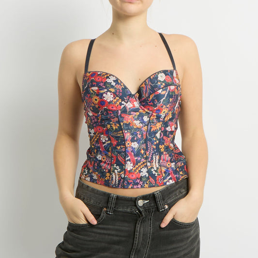 Patterned Padded Corset Top - UK 6