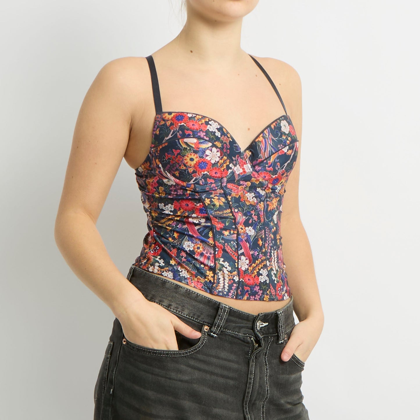 Patterned Padded Corset Top - UK 6