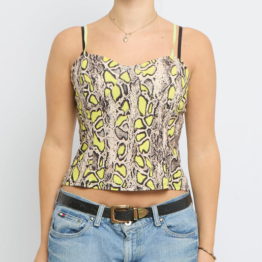 Snake Skin Graphic Strappy Top - UK 6