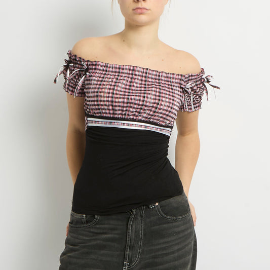 Bow Detail Gingham Top - UK 6