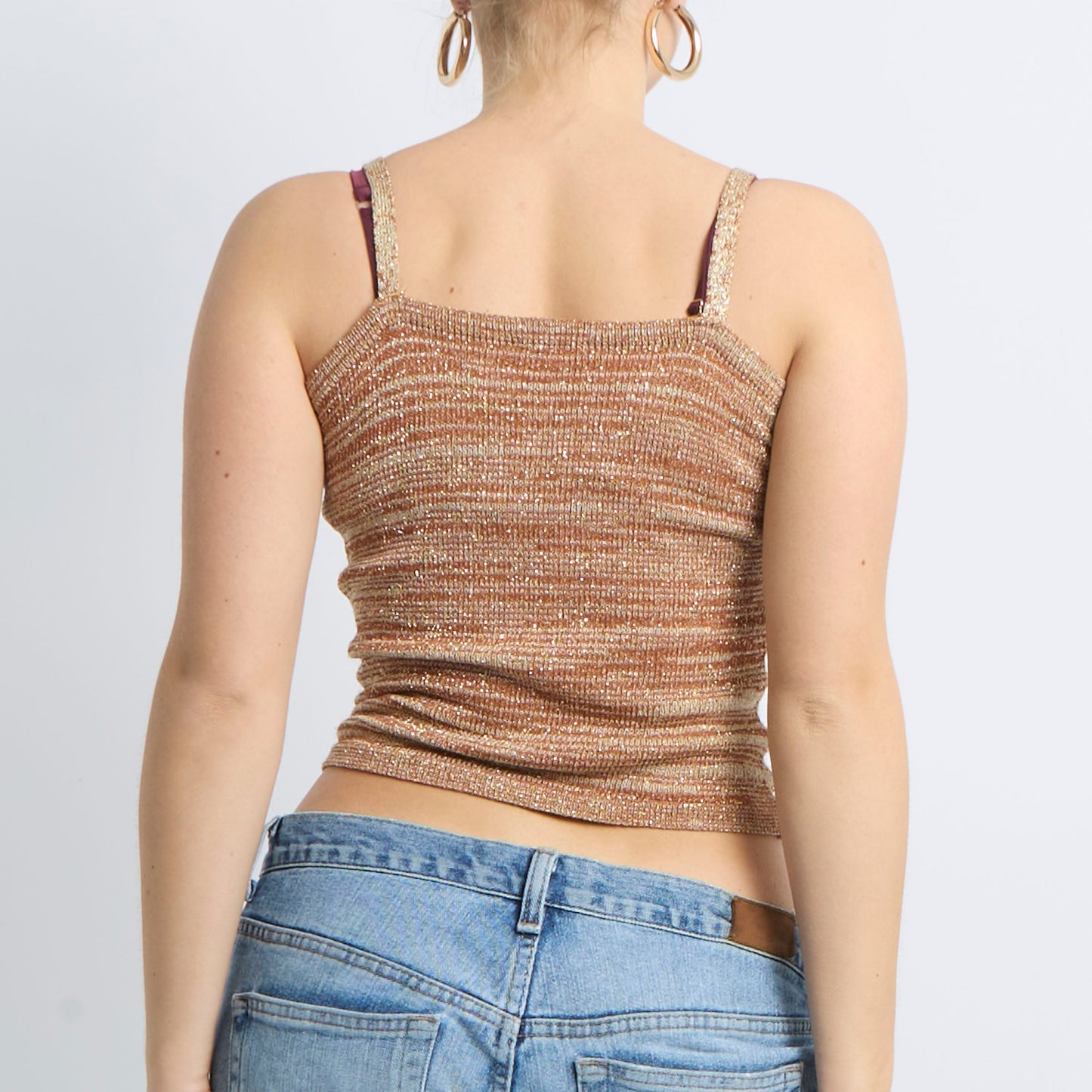 Knitted Shimmer Square Neck Top - UK 8