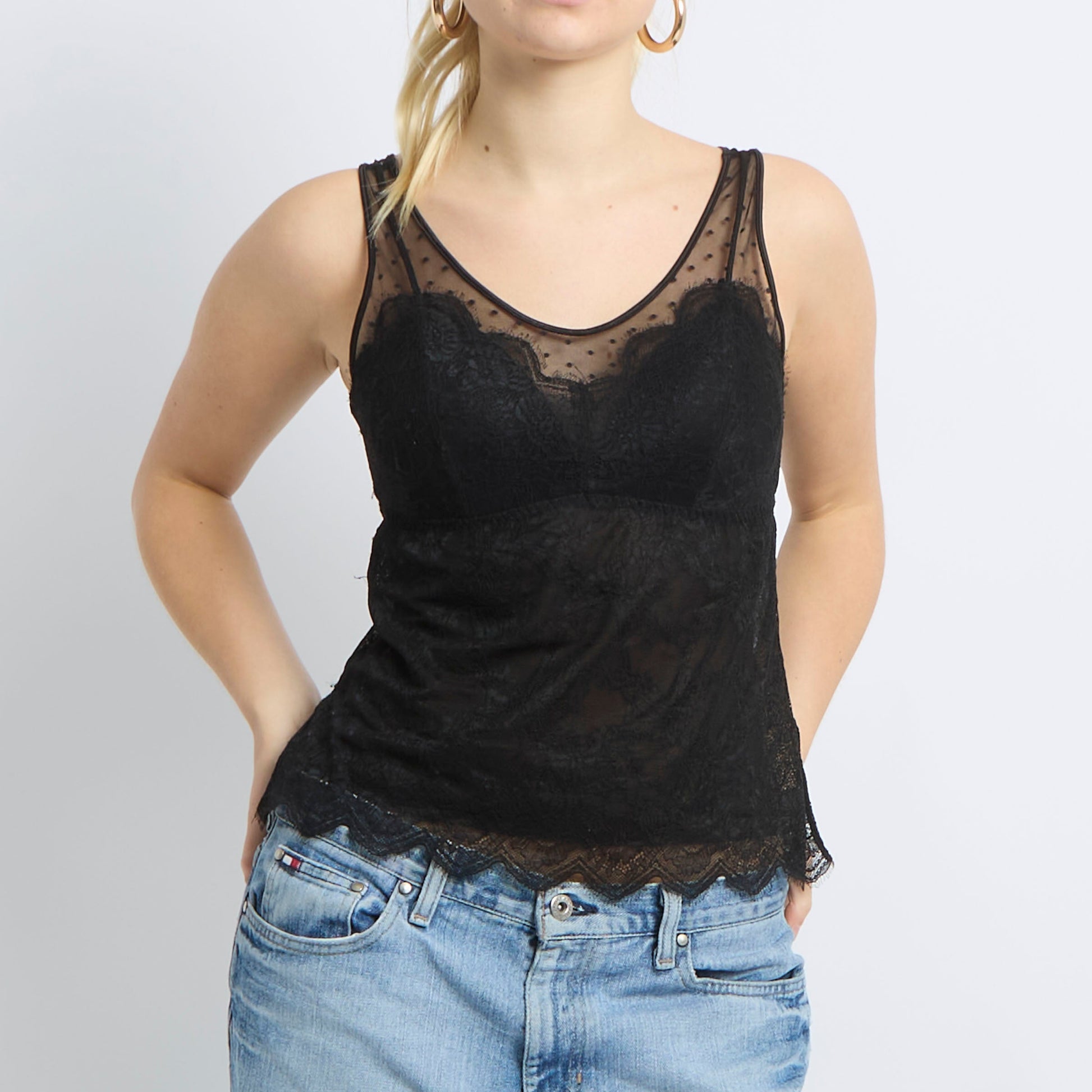 Lace Padded Detail Cami Top - UK 8