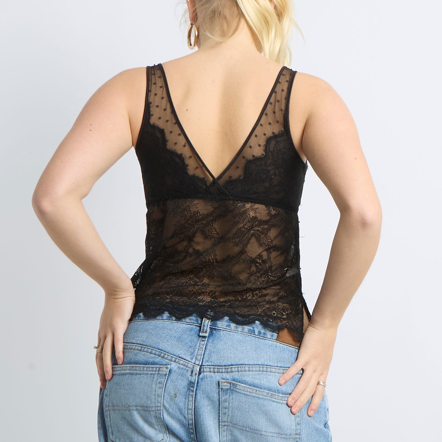 Lace Padded Detail Cami Top - UK 8