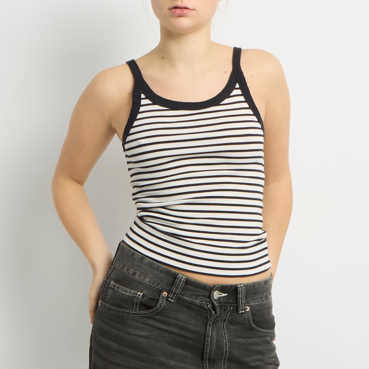 Stripe Contrast Hem Tank Top - UK 8