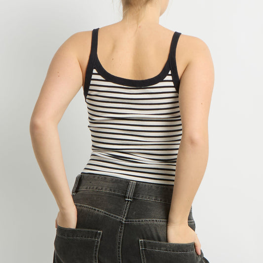 Stripe Contrast Hem Tank Top - UK 8