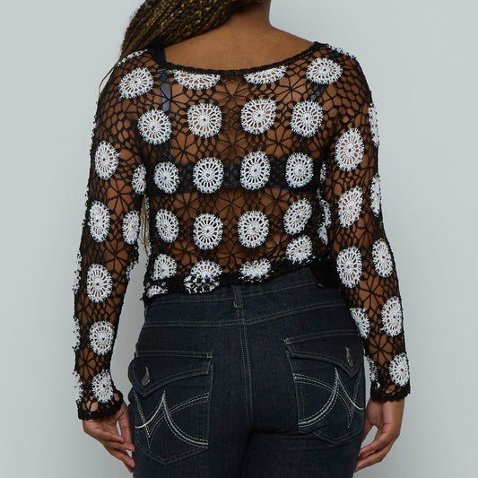 Contrast Crochet Top - UK 8