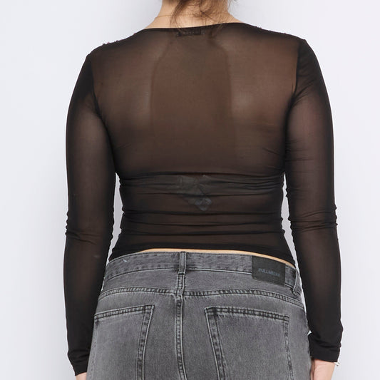 Gem  Neck Mesh Top - UK 8