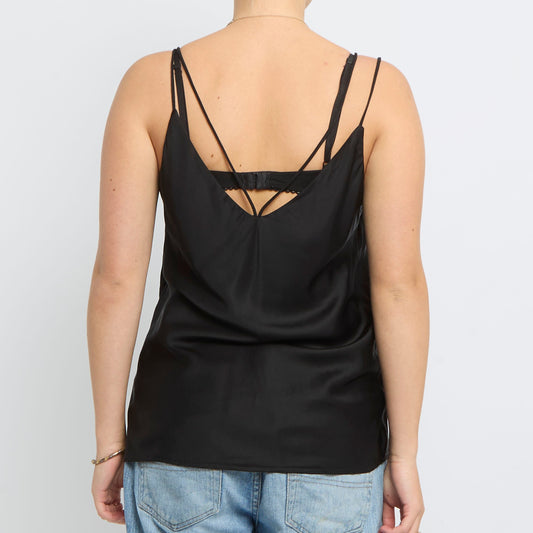 Satin V-Neck Strappy Top - UK 8