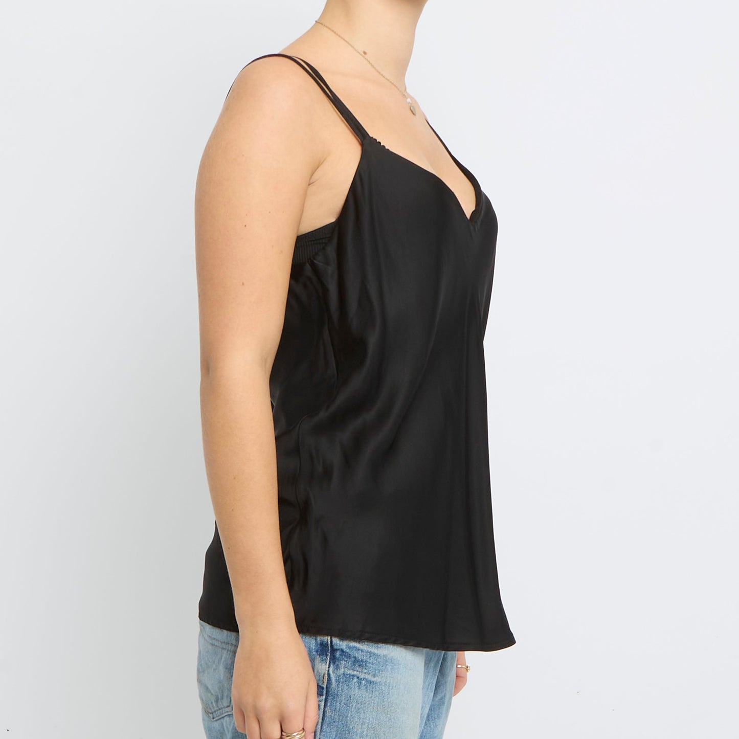 Satin V-Neck Strappy Top - UK 8