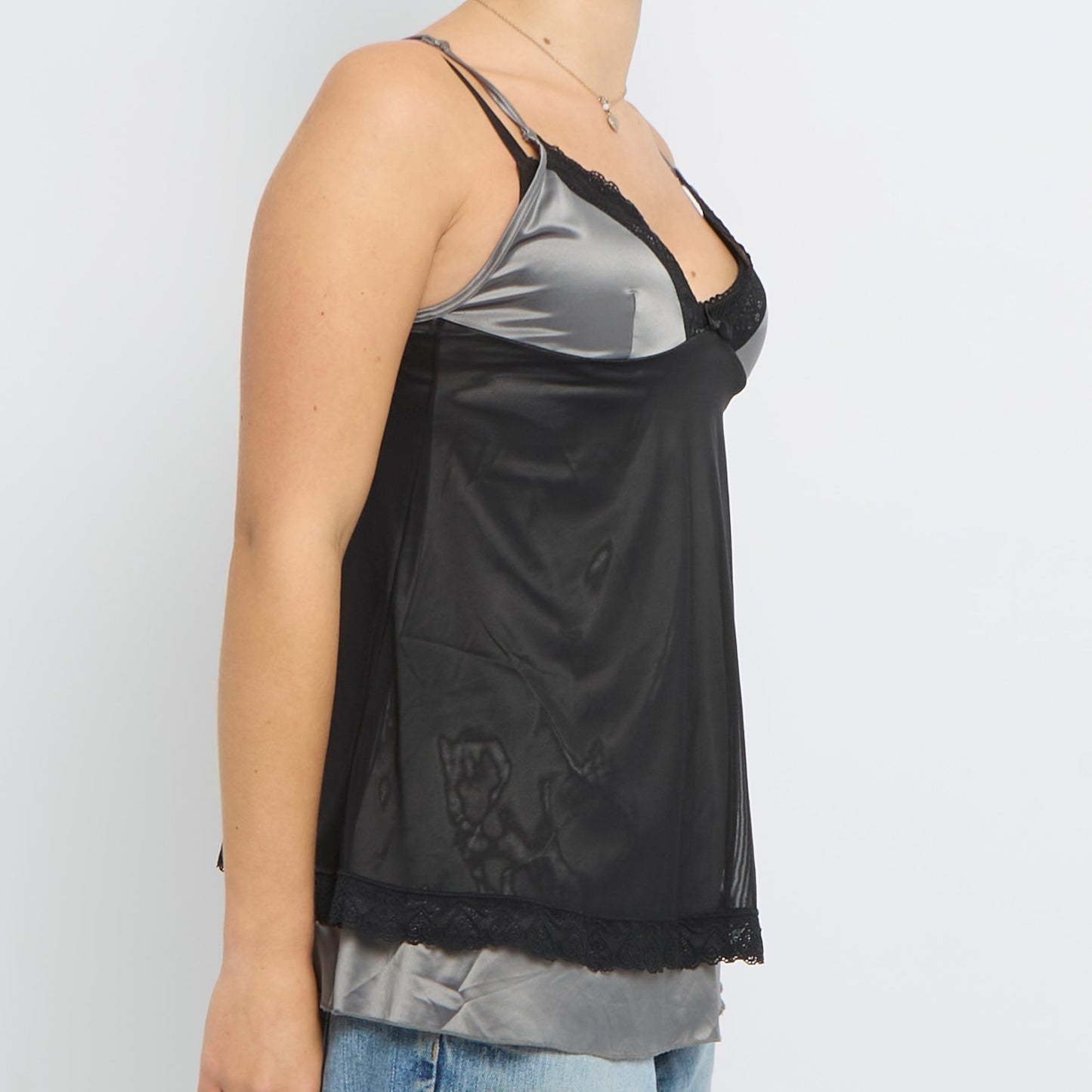 Lace  Satin Strappy Top - UK 8