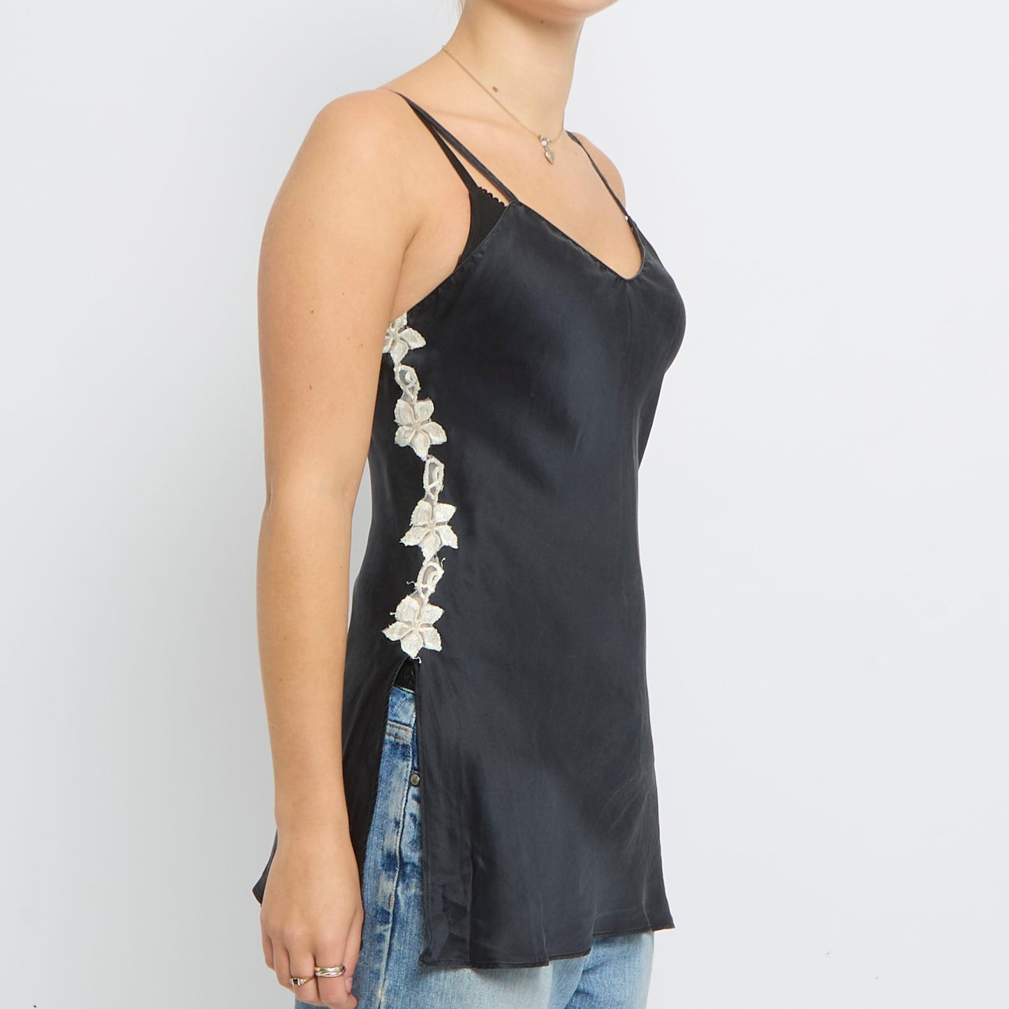 Embroidered  Satin Top - UK 8