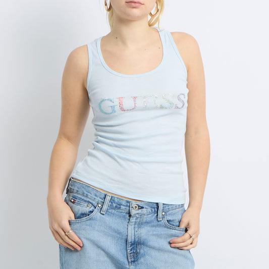 Guess Embellished Logo Tank Top - UK 8