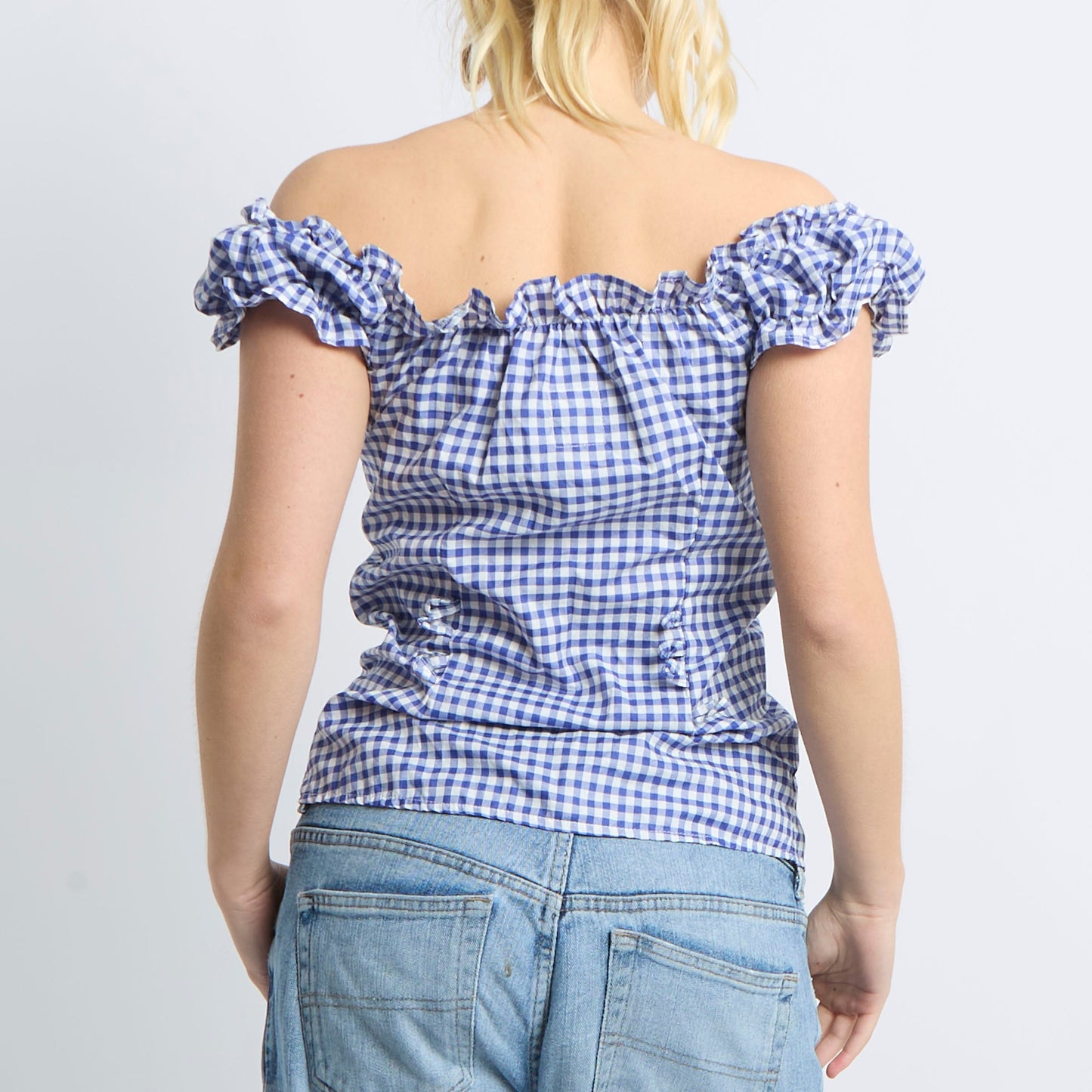 Gingham Button Up Top - UK 8