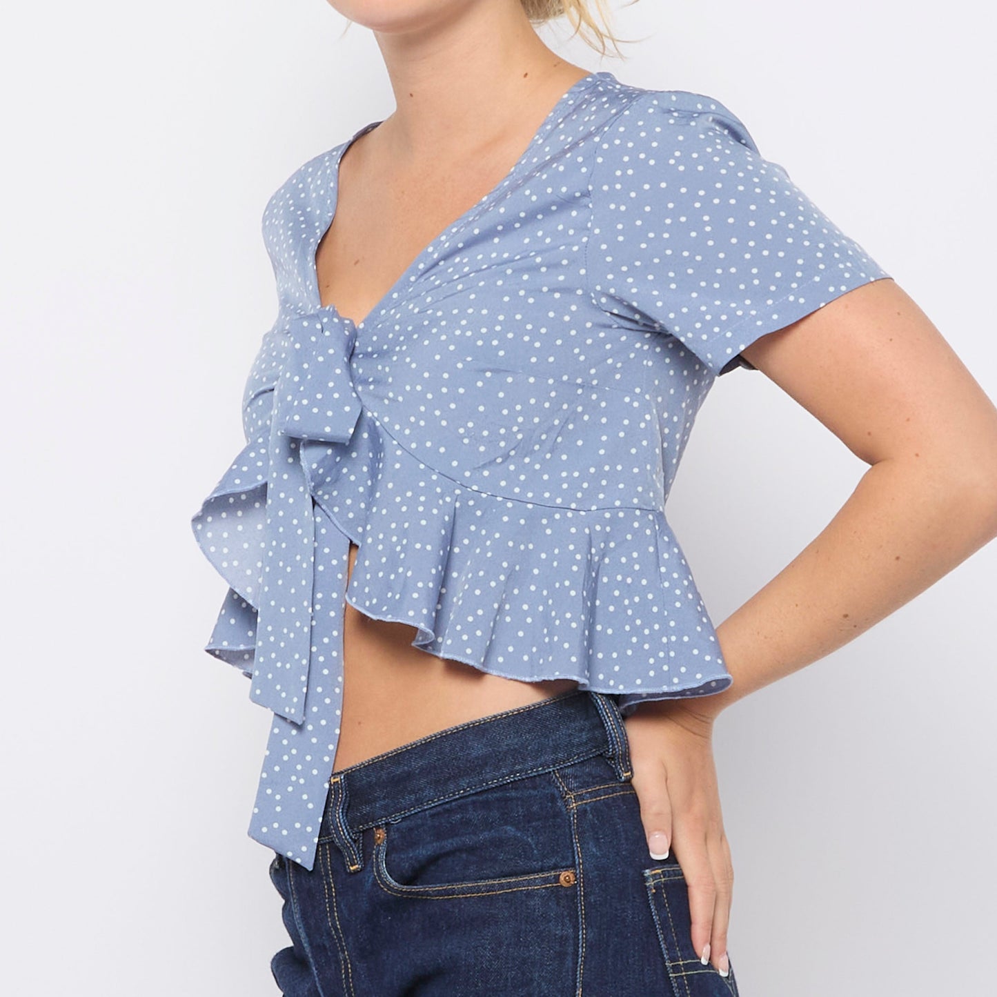 Bow  Fluted Hem Top - UK 8