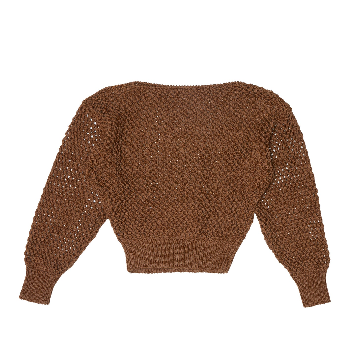 Boatneck Cable Knit Jumper with Crochet Sleeves - UK 8