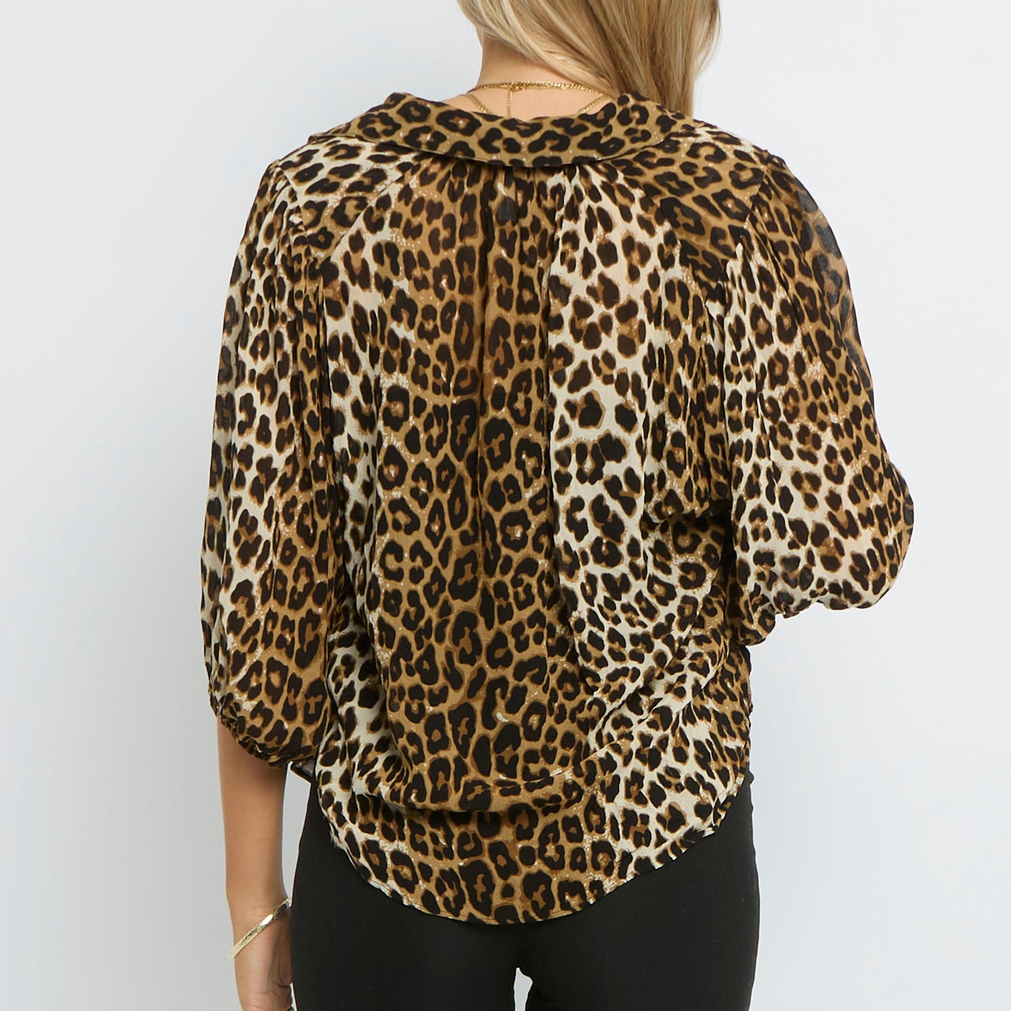 Leopard  Mesh Material 3/4 Arm length Shirt- UK 8