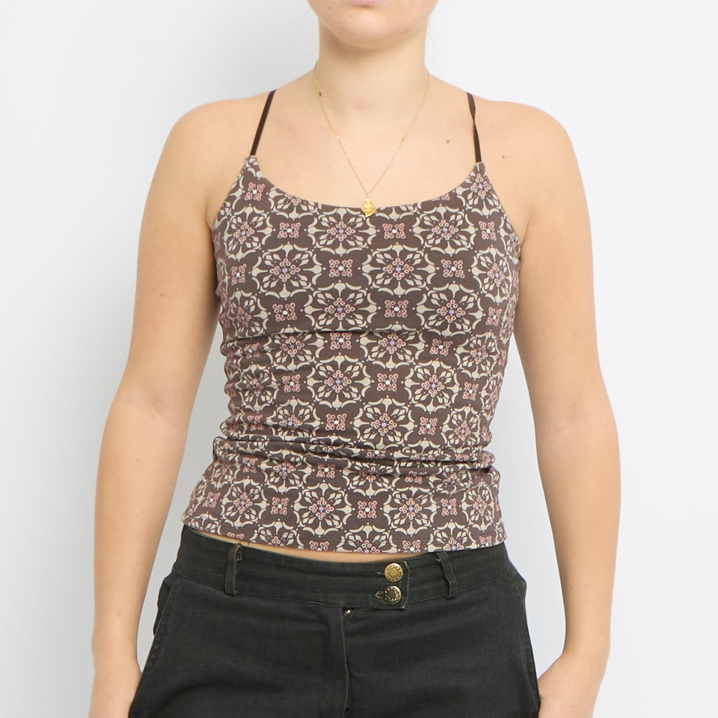 Floral Print Strappy Top - UK 8