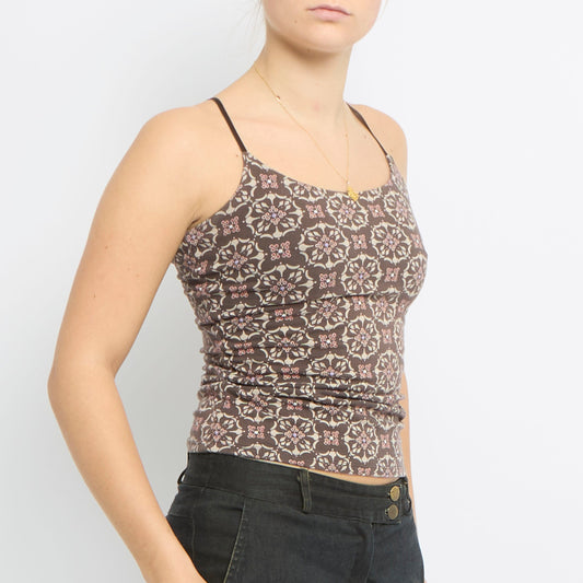 Floral Print Strappy Top - UK 8