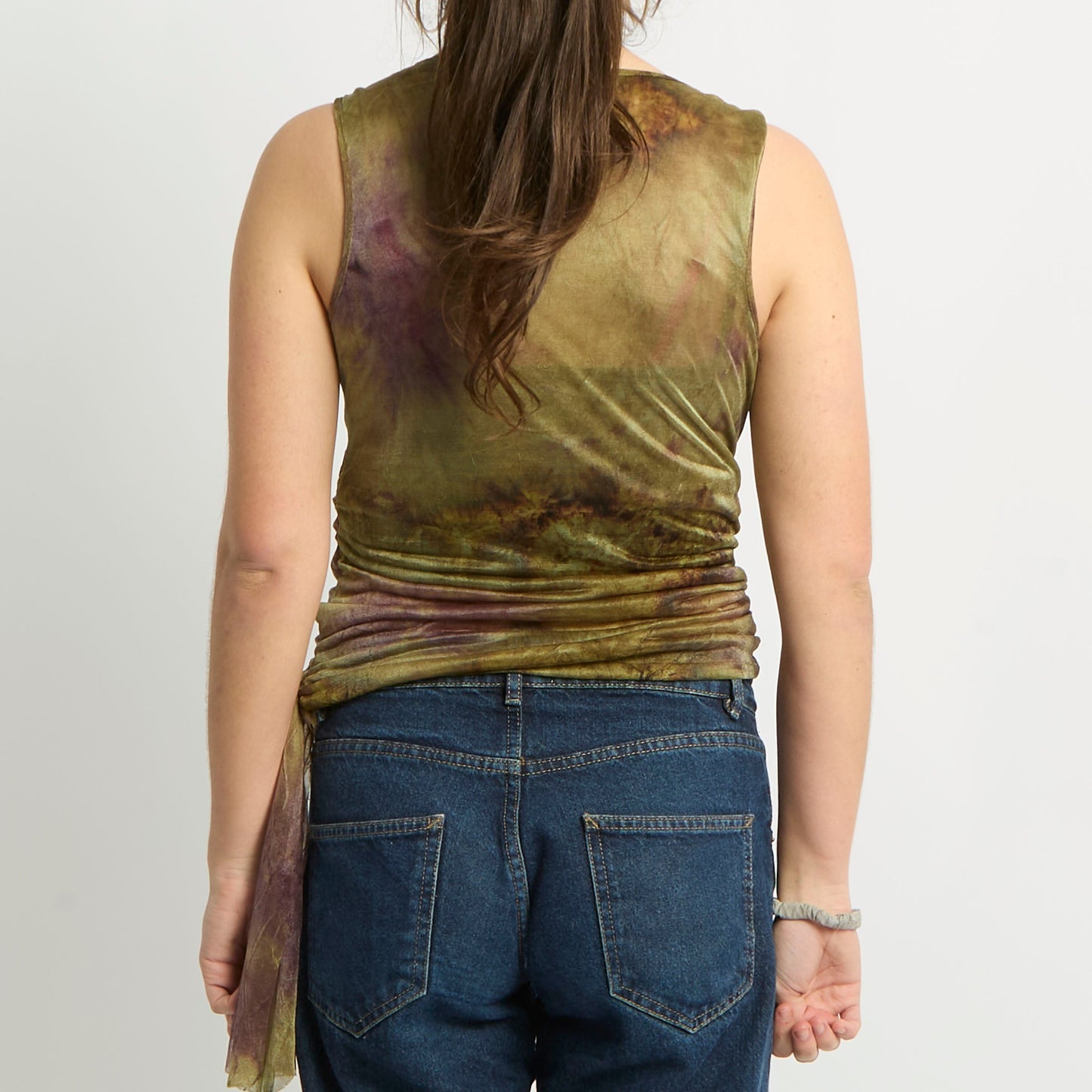 Tie Dye Ruched Silk Top - UK 8