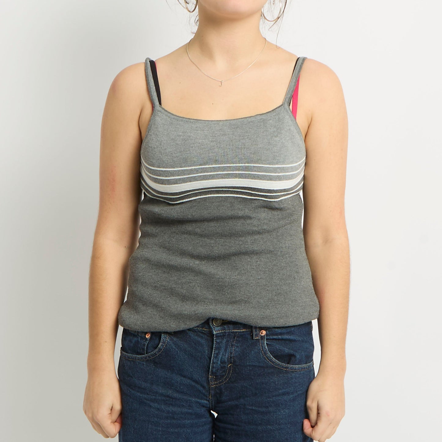 Square Neck Knit Tank Top - UK 8