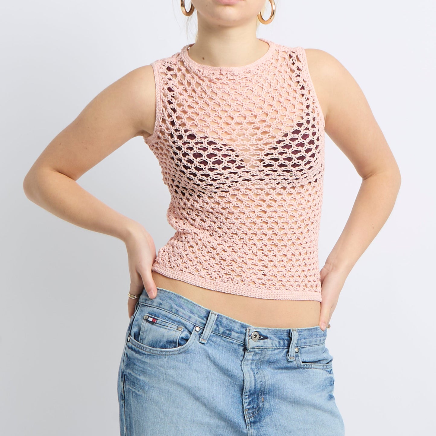 Crochet Knit Tank Top - UK 8