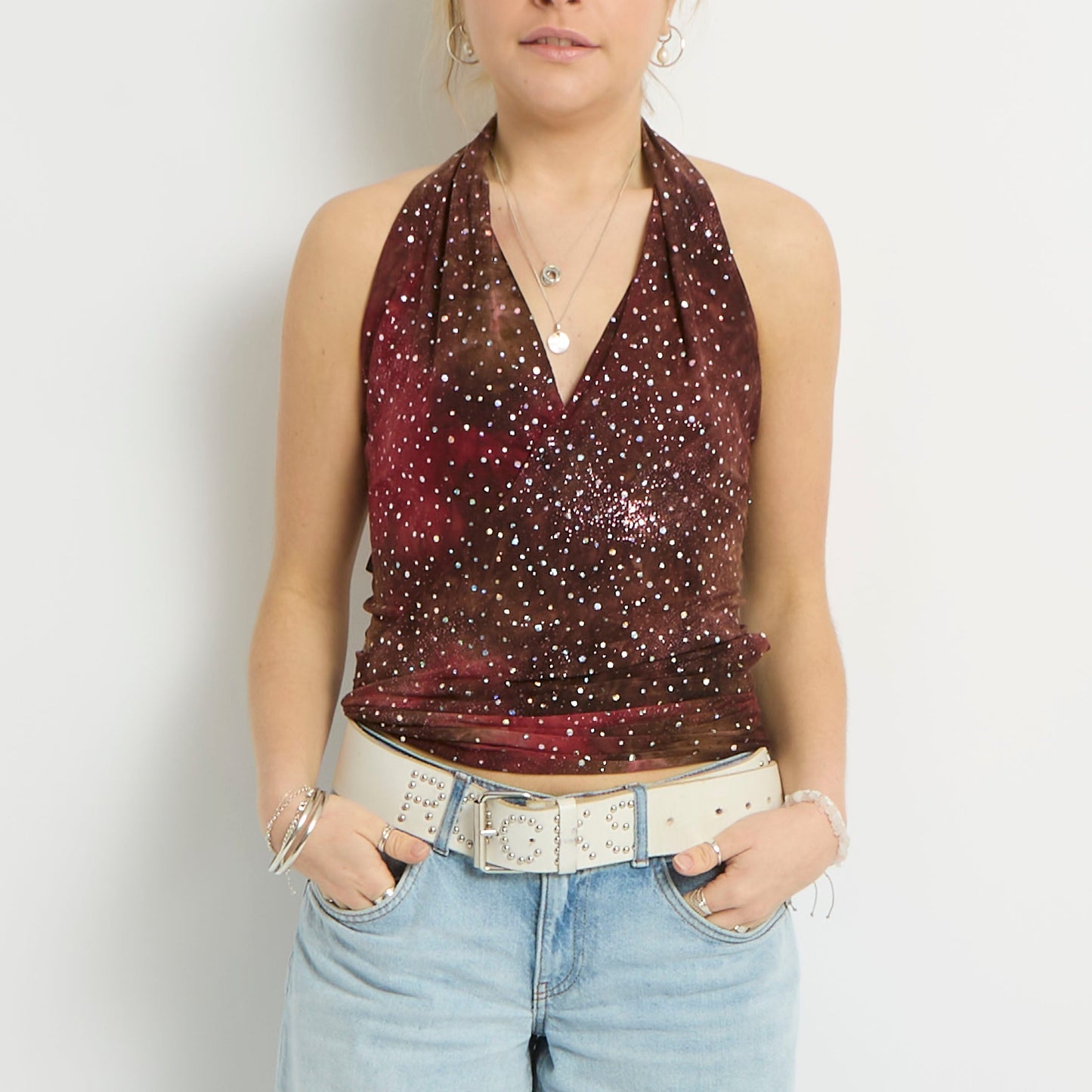 Halterneck Sequin Detail Top - UK 8