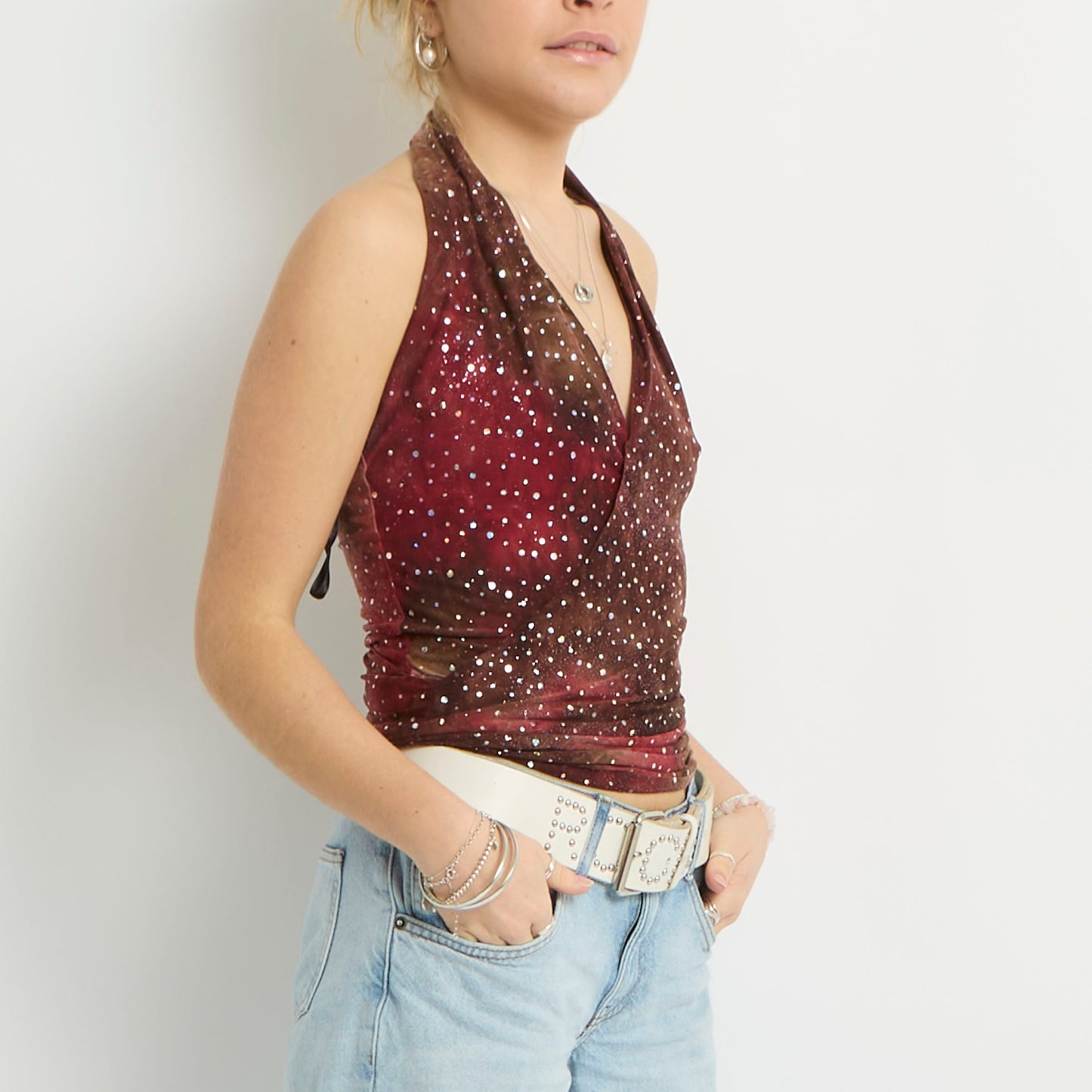 Halterneck Sequin Detail Top - UK 8