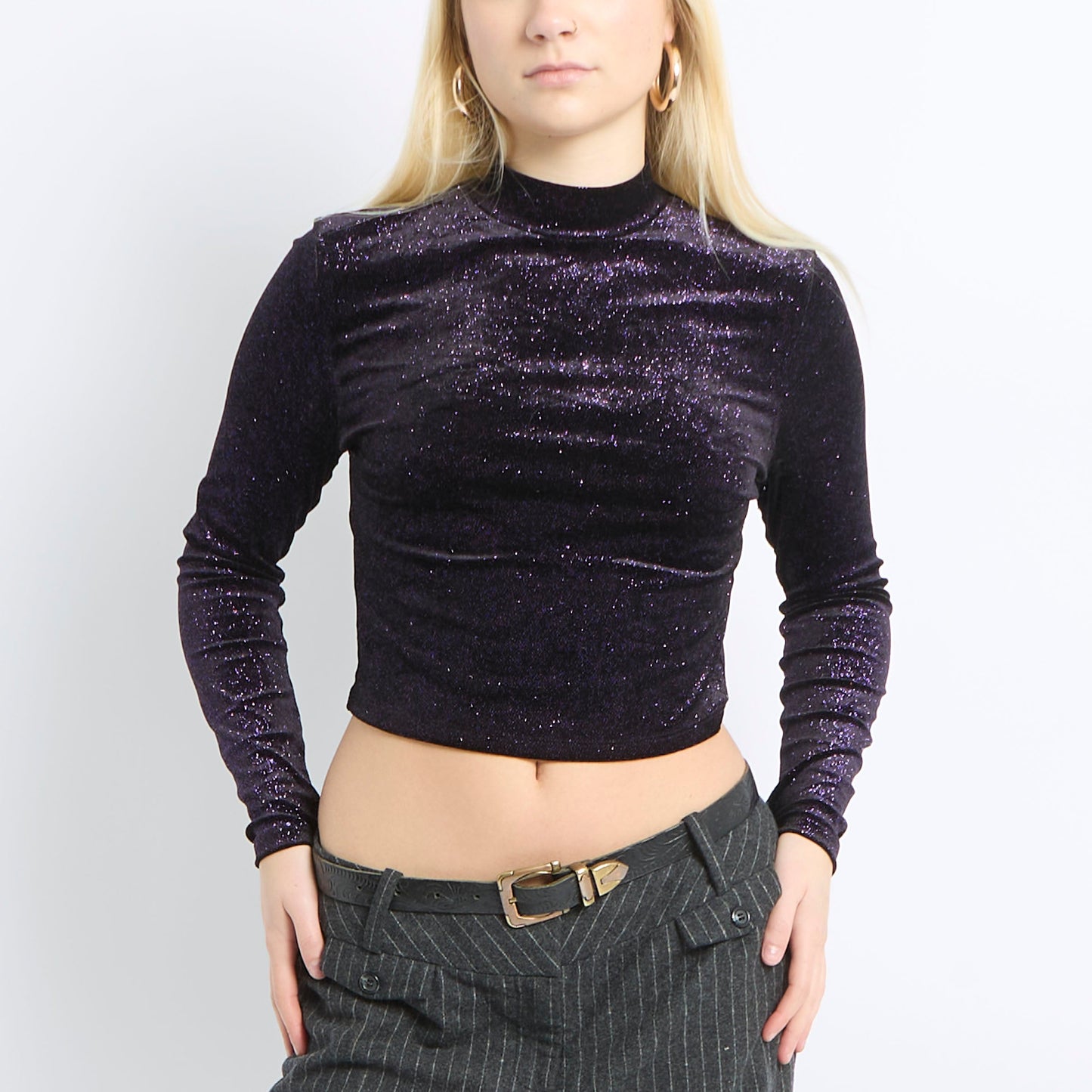 Velvet Open Back Crop Top - UK 8