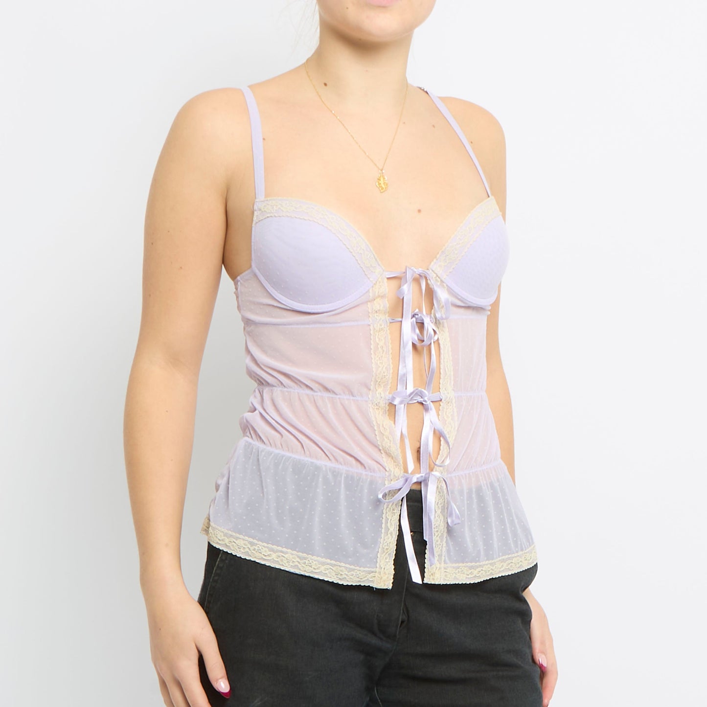 Ribbon Detail Strappy Camisole - UK 8