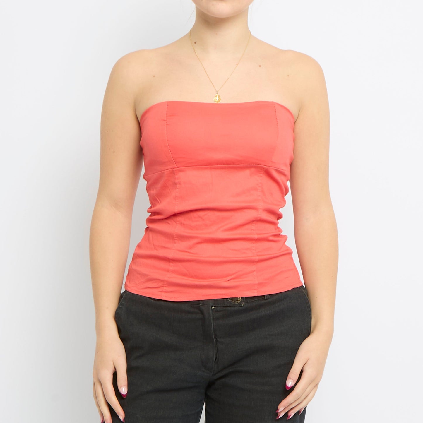 Elasticated-Crimpled Tube Top - UK 8