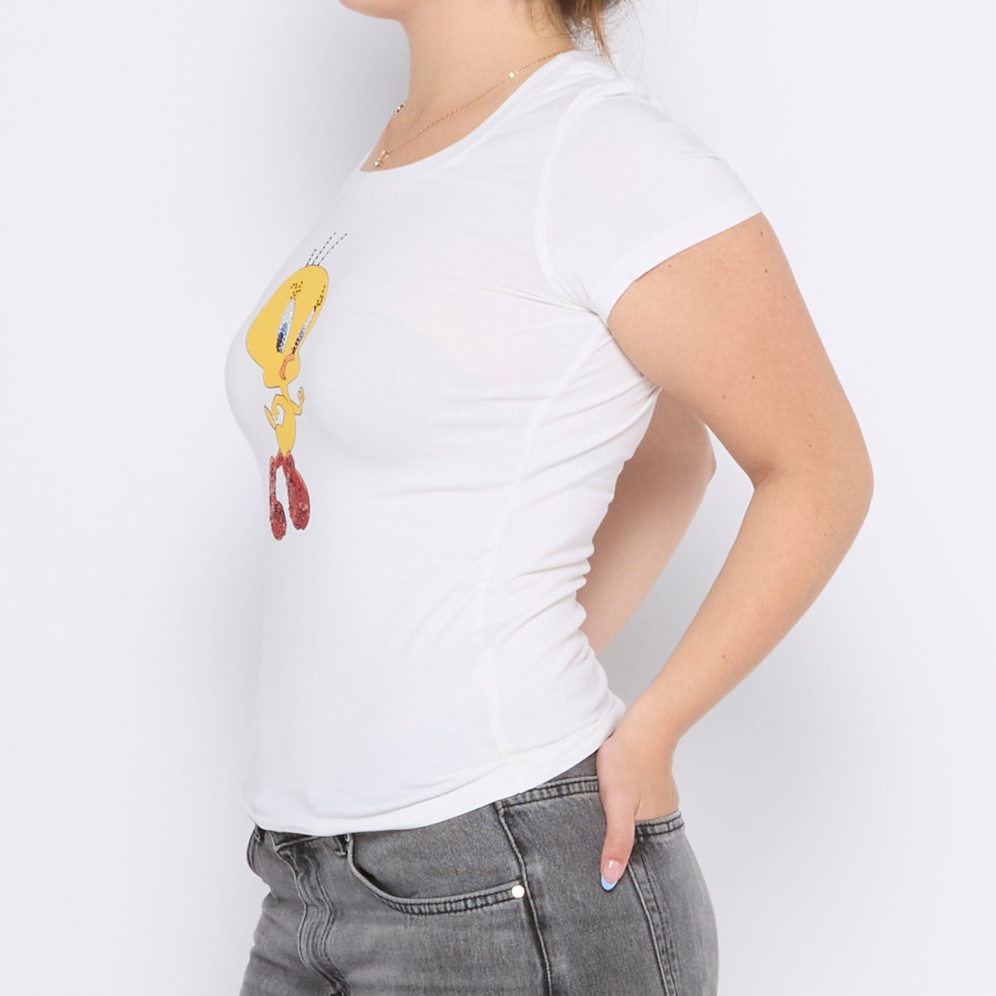 Tweety Pie Sequin  Graphic T-shirt - UK 8