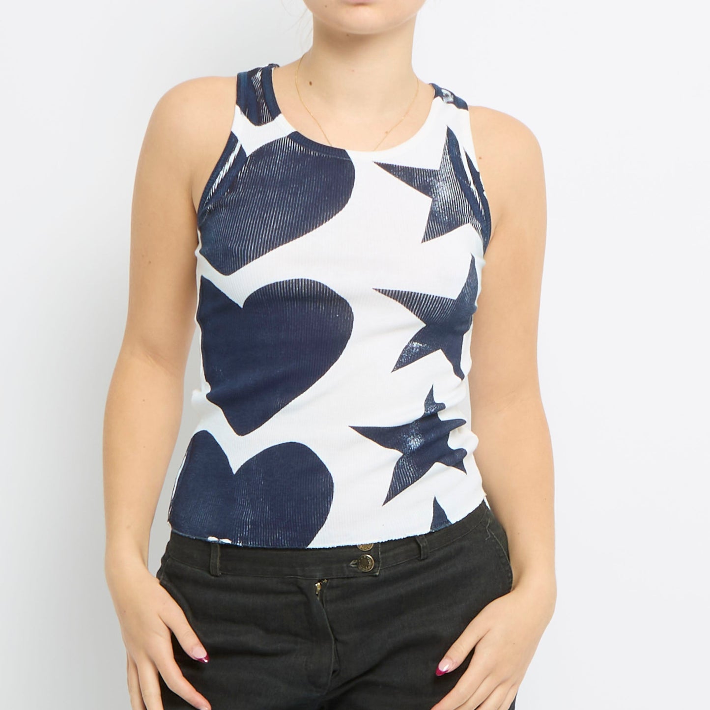 Star Print Ribbed Vest - UK 8