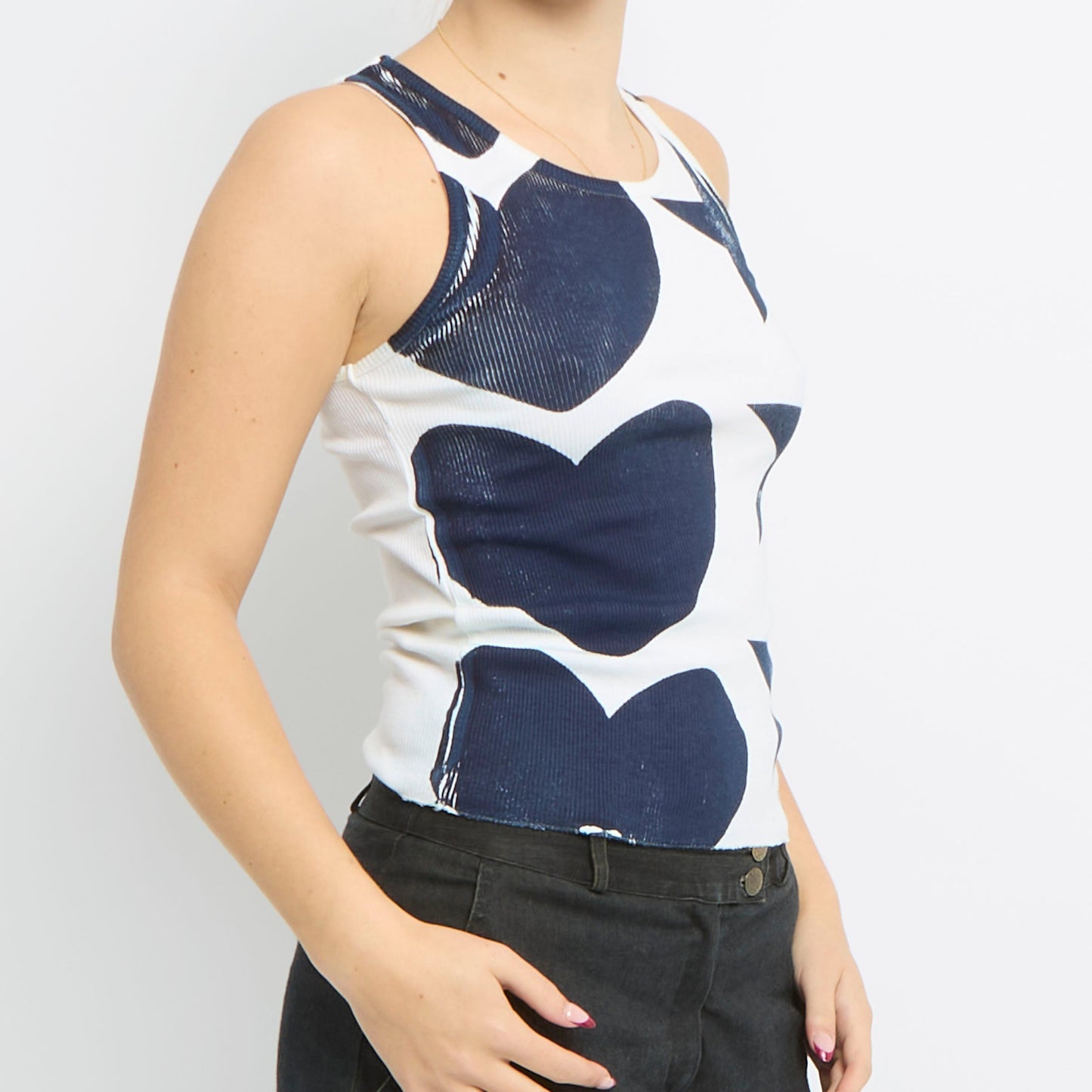 Star Print Ribbed Vest - UK 8