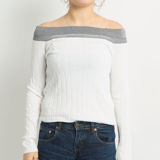 Ribbed Off The Shoulder Top - UK 8