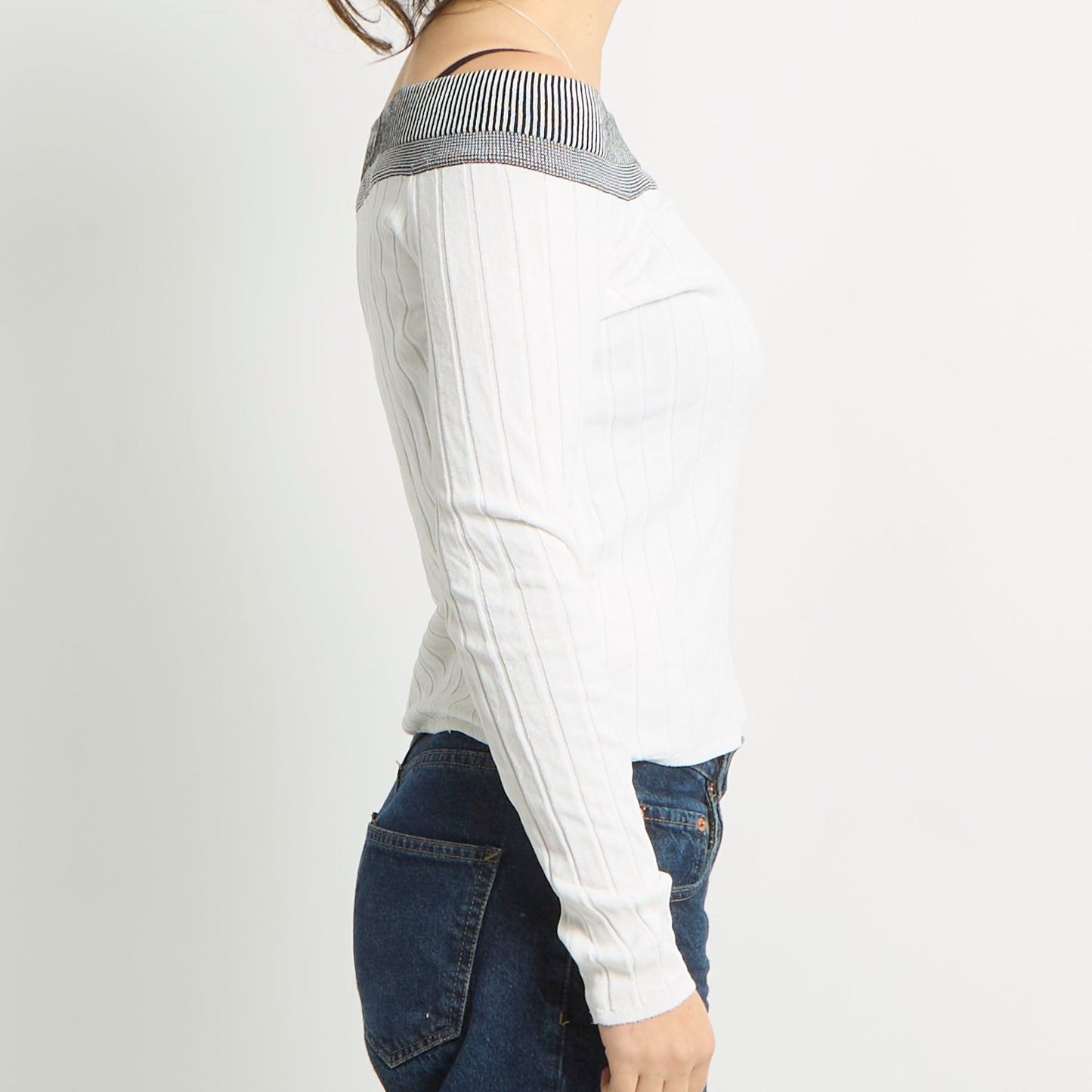 Ribbed Off The Shoulder Top - UK 8