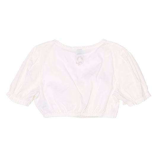 Cotton Ruched Front Cropped Off the Shoulder Top - M