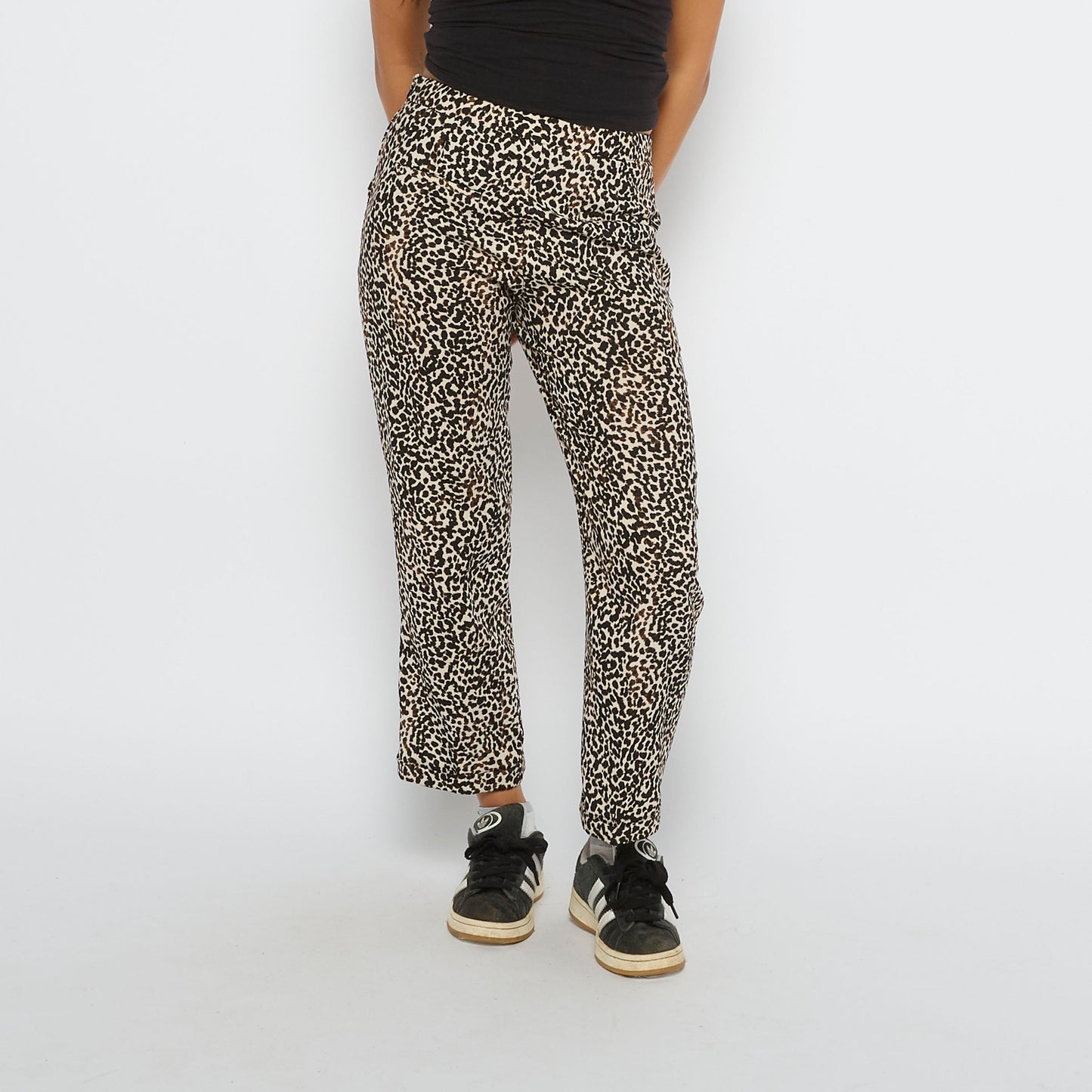 Leopard Print Straight Leg Trousers - UK 8